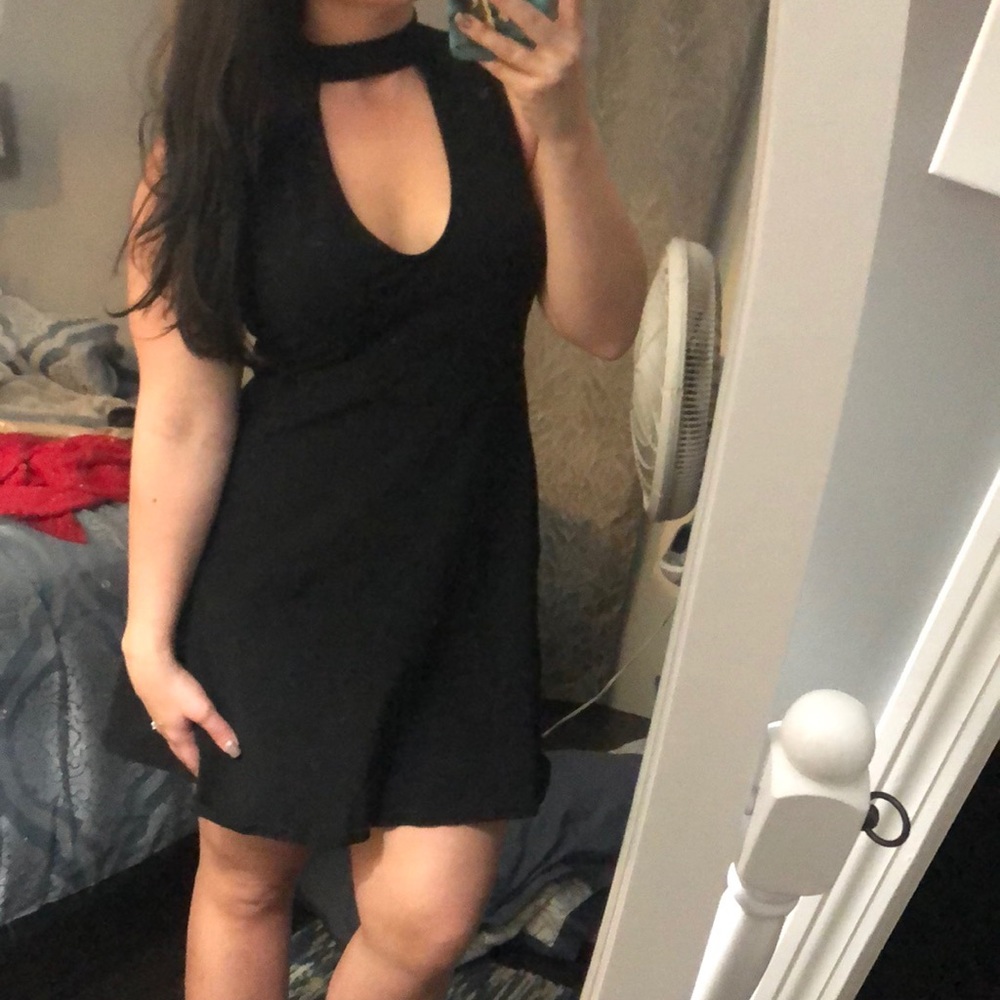 Black Dress with Choker Neck